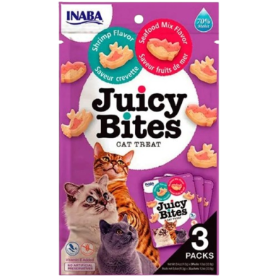 Petisco para gatos Churu Juicy Bites Camarão e frutos do mar