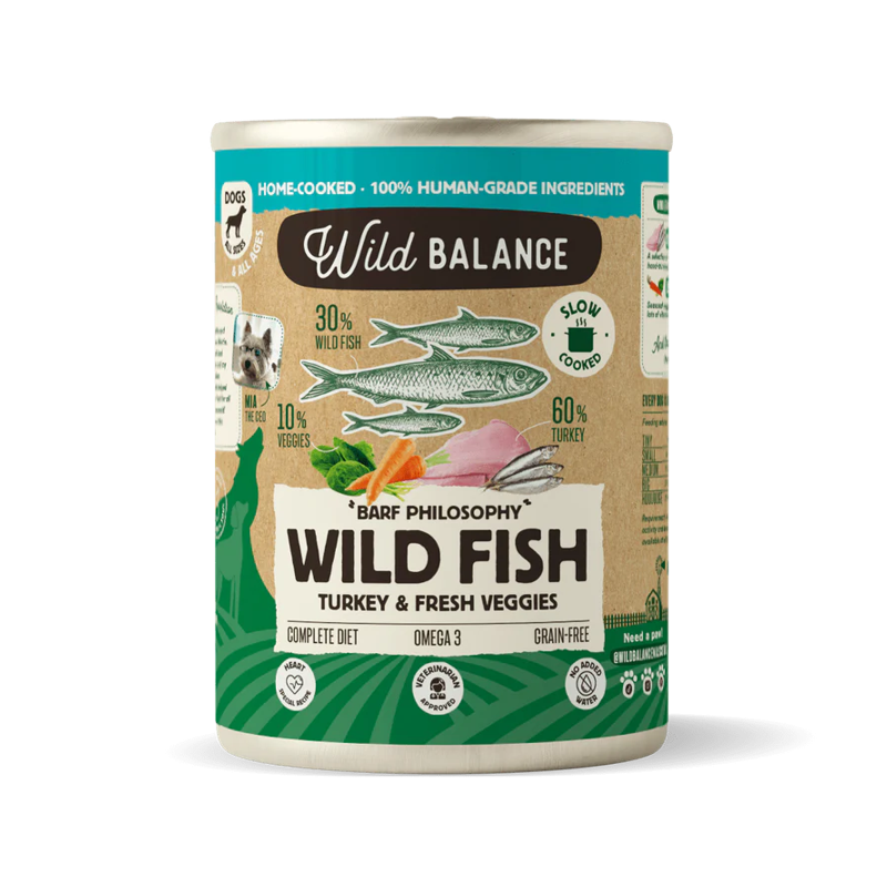 Wild Balance Lata BARF PESCADO SALVAJE Y PAVO con Verduras Frescas