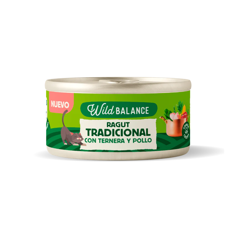 Wild Balance GATO Recetas del Chef Lata Ragut Tradicional de Ternera y Pollo
