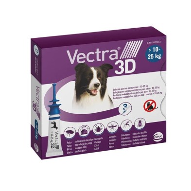 Vectra 3D Pipetas Antiparasitarias para Perros 3 Pipetas (10-25 kg)