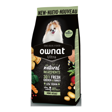 Ownat Ultra ração para cães adultos de raças pequenas com frango e peru