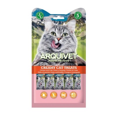 Arquivet Creamy Cat Treats para Gatos de Pollo y Cangrejo 5x14 gr