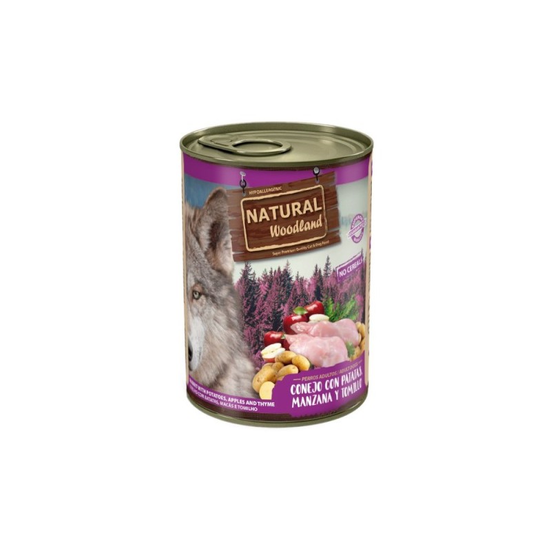 Coelho com batatas, Maçã Natural Woodland - Lata Natural Cães