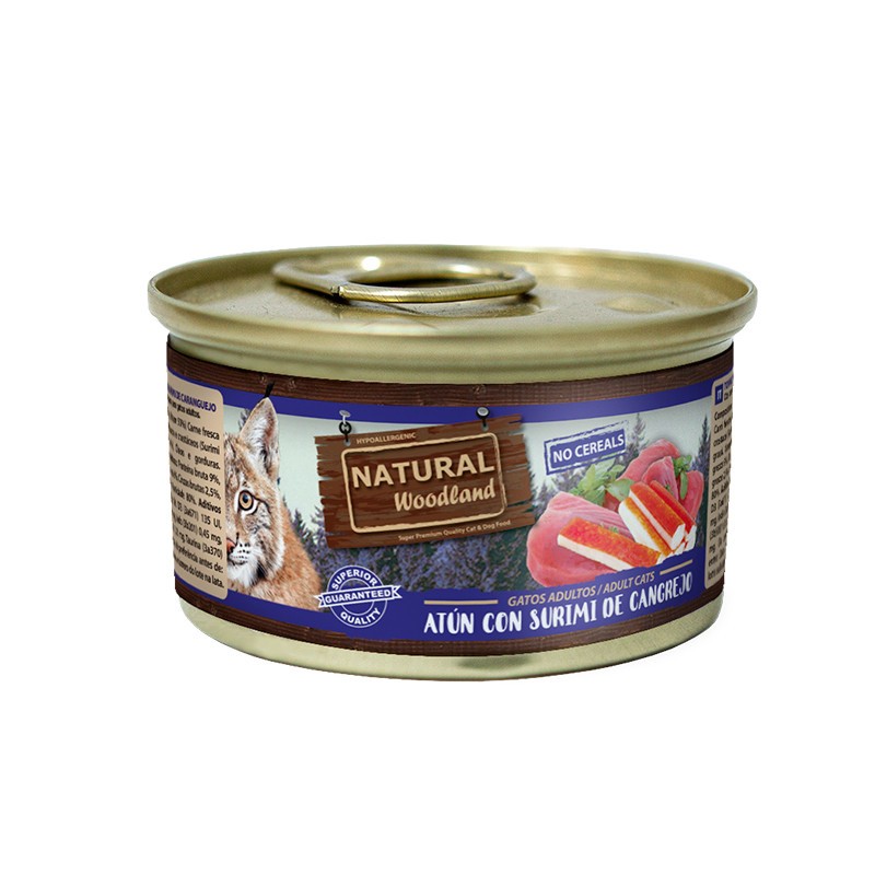 Natural Woodland Lata Gato Atún con Surimi de Cangrejo