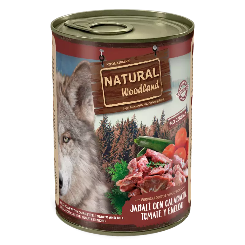 Natural Woodland Lata Perro Jabalí con Calabacín, Tomate y Eneldo