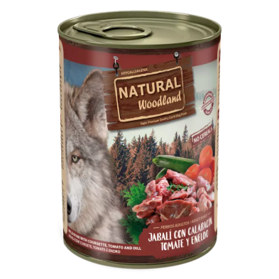 Javali com Courgette, Tomate Natural Woodland - Lata Natural Cães