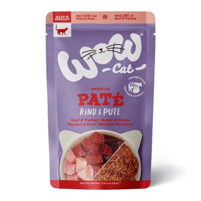 Comida Húmida para Gatos Paté de Vaca e Peru 125g - WOW Pet