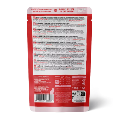 Comida Húmida para Gatos Puro Bovino 125g - WOW Pet