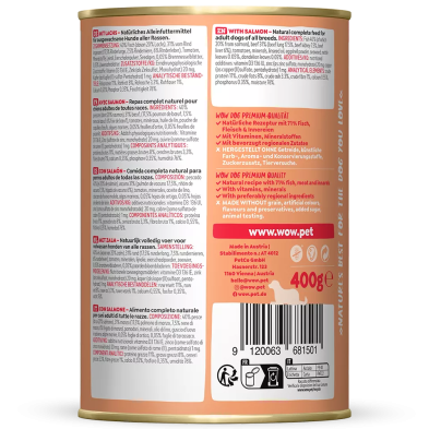 Comida Húmida para Cães Salmão com Dente de Leão 400g - WOW Pet