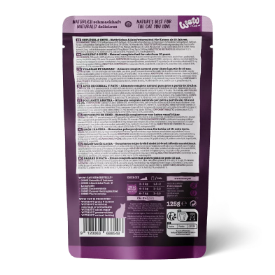 Alimento húmido para gatos Senior Aves e Pato 125g - WOW Pet