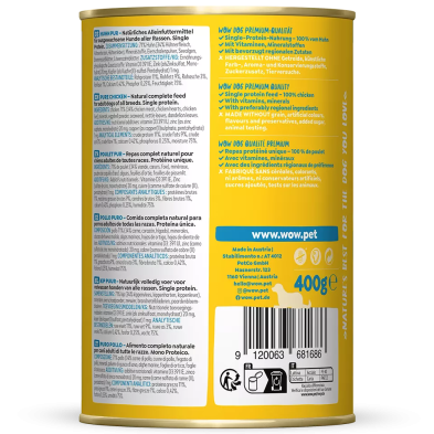 Comida Húmida para Cães de Frango Puro - 71% Carne de Frango