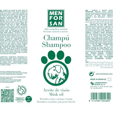 Shampoo para cães Menforsan protetor de cabelo com óleo de vison