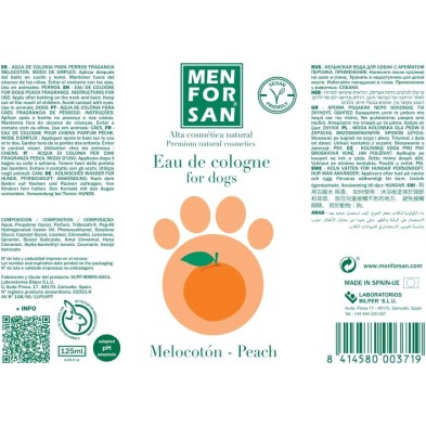 Menforsan Água de Colónia Pêssego 125 ml | Fragrância Suave Cães