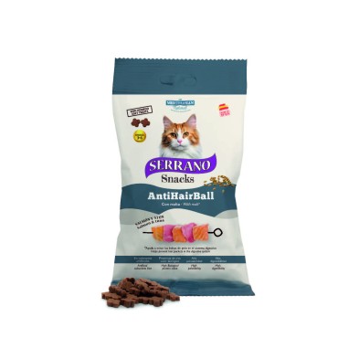 Mediterranean Serrano Snacks Para Gatos Antihairball Salmon y Atun