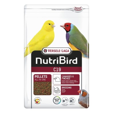 Alimento granulado para reprodução de aves Versele-Laga NutriBird C19 Ração para Canários, Tentilhões Tropicais e Europeus