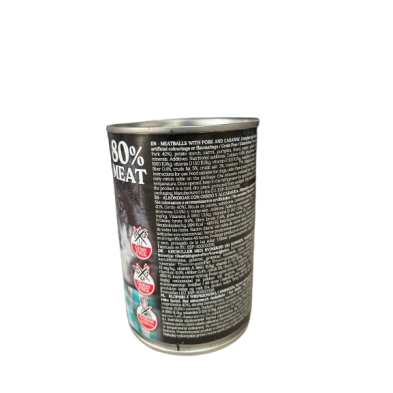 Comida húmida para cães Alpha Spirit Can Almôndegas de Porco e Alcaravia 400gr