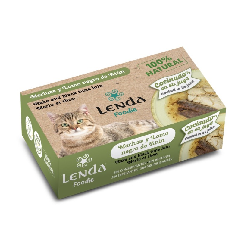 Alimento natural en lata para gatos Lenda Foodie Lata Gato con Merluza y Lomo Negro de Atún