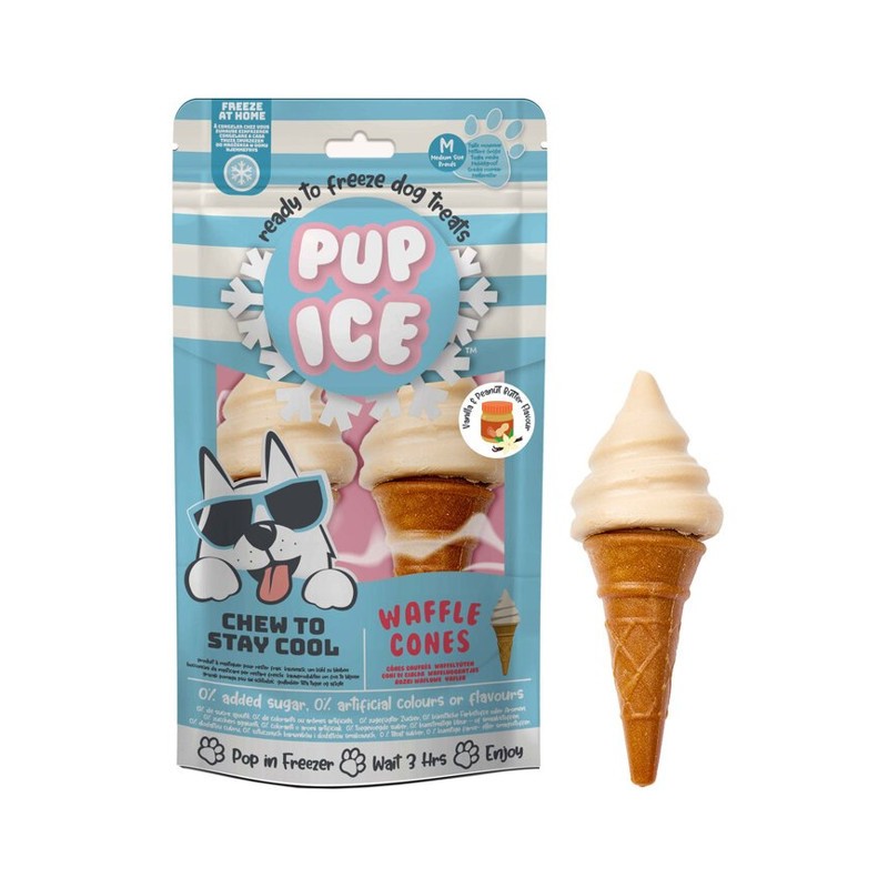 Snack de helado para perros de Cacahuete y Vainilla I Pup Ice Snacks Helado Cucurucho de Vainilla y Cacahuete 2 unds