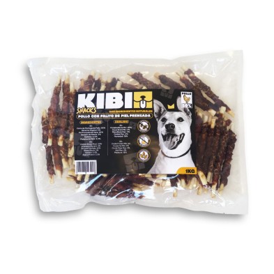 Kibi Sticks Pele Prensada com Frango M 1 Kg | Snack Dental Natural para Cães