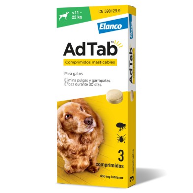 AdTab Antiparasitario 3 comprimidos masticables para perros 11 a 22 Kg