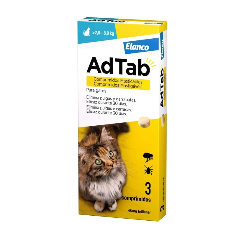 AdTab Antiparasitario 3 comprimidos masticables para gatos