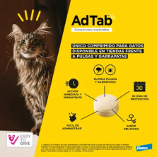 3 comprimidos antiparasitarios gatos I AdTab Antiparasitario 3 comprimidos masticables para gatos