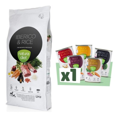 Pienso Natura Diet  sin cereales para perros con Iberico y Arroz