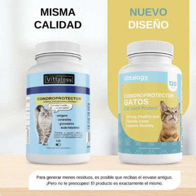 Condroprotector Vittalogy para gatos formato de 120 cápsulas