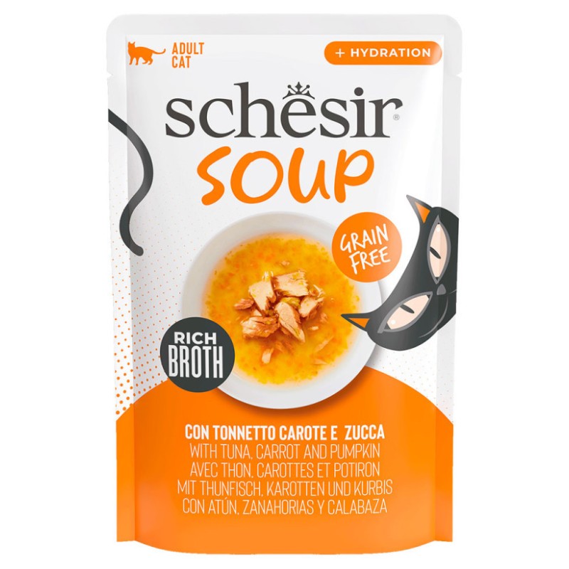 Schesir Comida Húmeda Gato Soup Atún Zanahoria y Calabaza