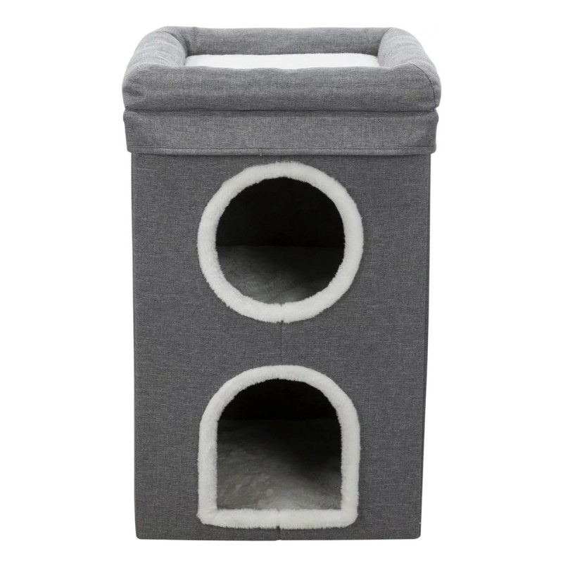 Rascador Cerrado 2 pisos con lateral en Sisal y Cuna (65x38x38cm)