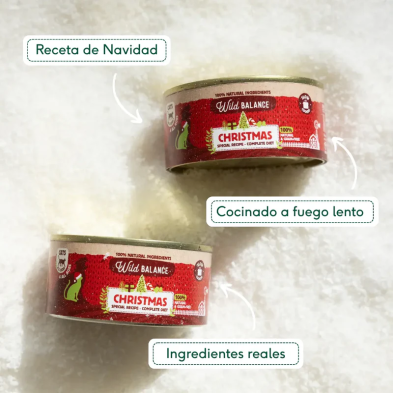 Wild Balance Receta de Navidad Lata de Pollo, Ternera y Pavo para Gatos 120 gr