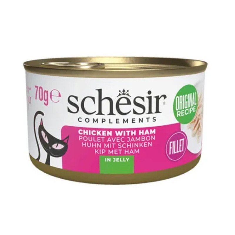 Lata de Schesir para gatos com frango e presunto 85 gr - Superpet