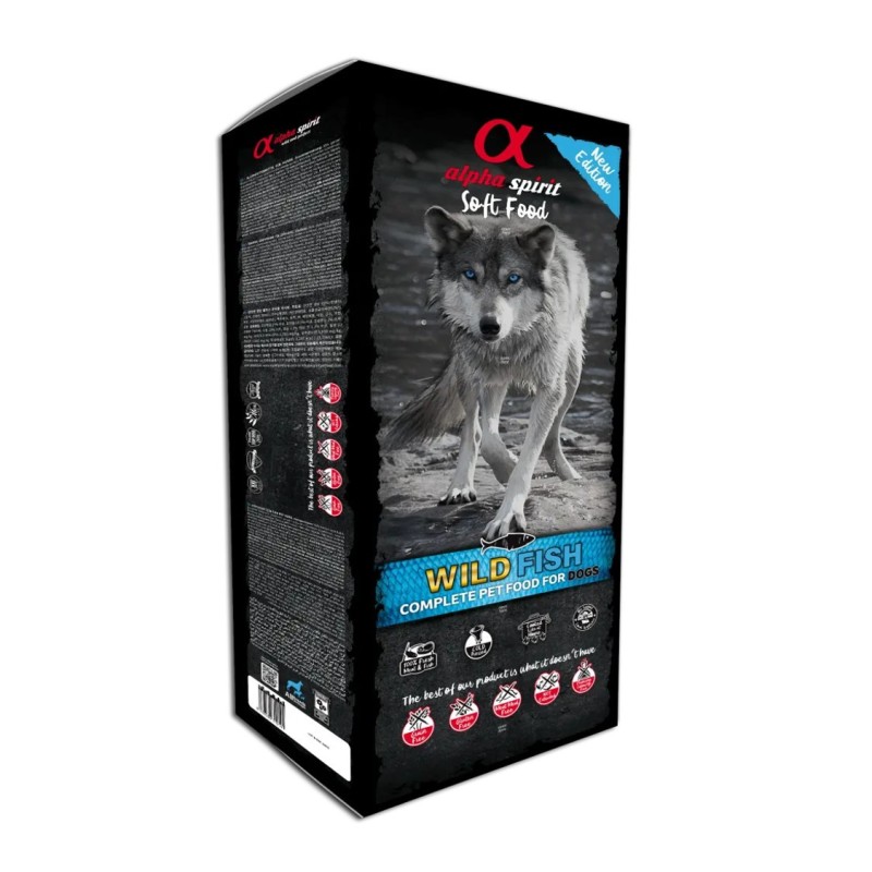 Alimento semi-húmido sem grãos para cães Alpha Spirit Wild Fish