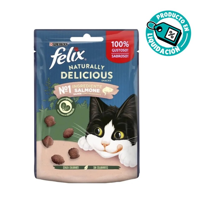 Felix Snacks para Gatos Naturally Delicious de Salmón Promo Liquidación