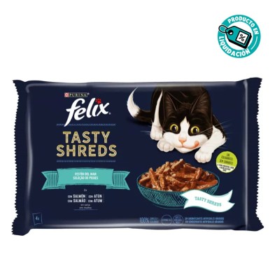Felix Snacks Tasty Shreds Selección de Pescados Comida Húmeda para Gato