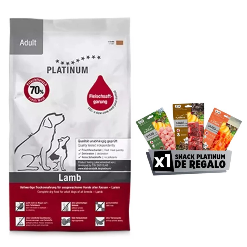 Ração seca sem grãos para cães de Platinum com cordeiro e arroz