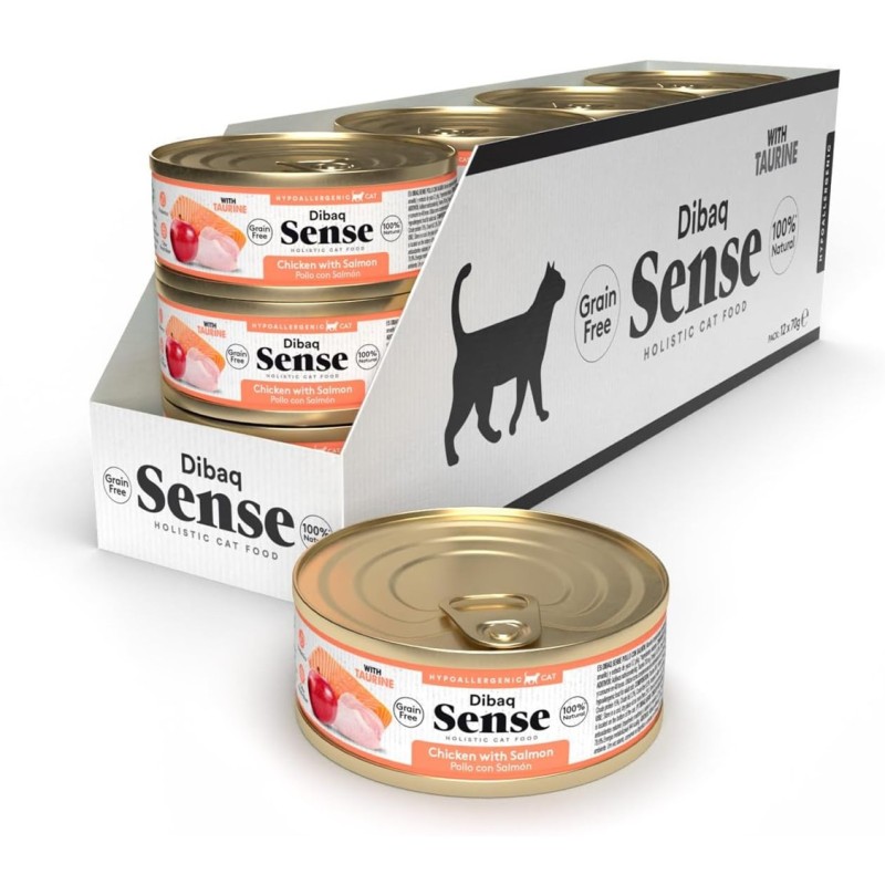 Dibaq Sense CAT Lata Grain Free pollo y salmón 12 x 70 gr