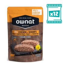 Comida Húmeda Ownat  de Pollo y Langostinos para gatos 85 g