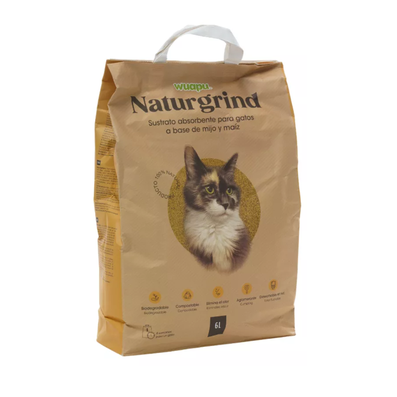 Wuapu Naturgrind | Areia natural de milho e painço para gatos